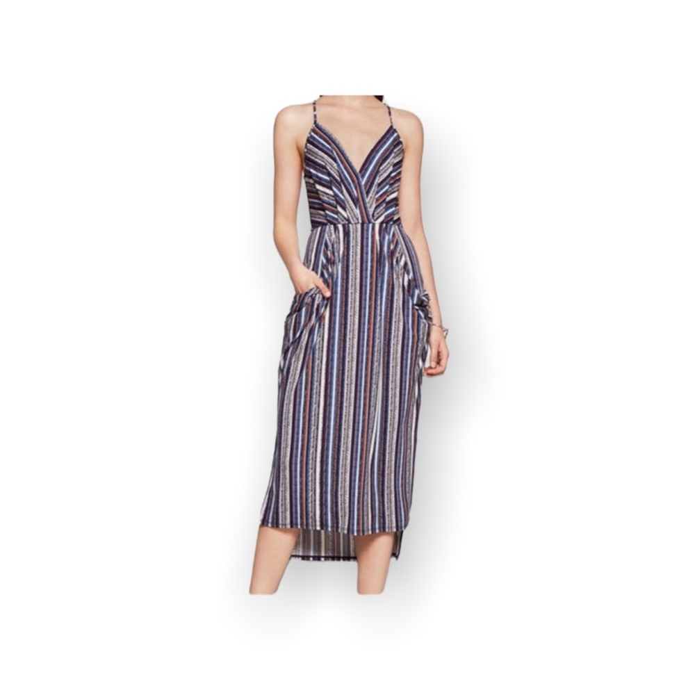 Bcbg Generation Bcbgeneration V Neck Striped Midi… - image 1